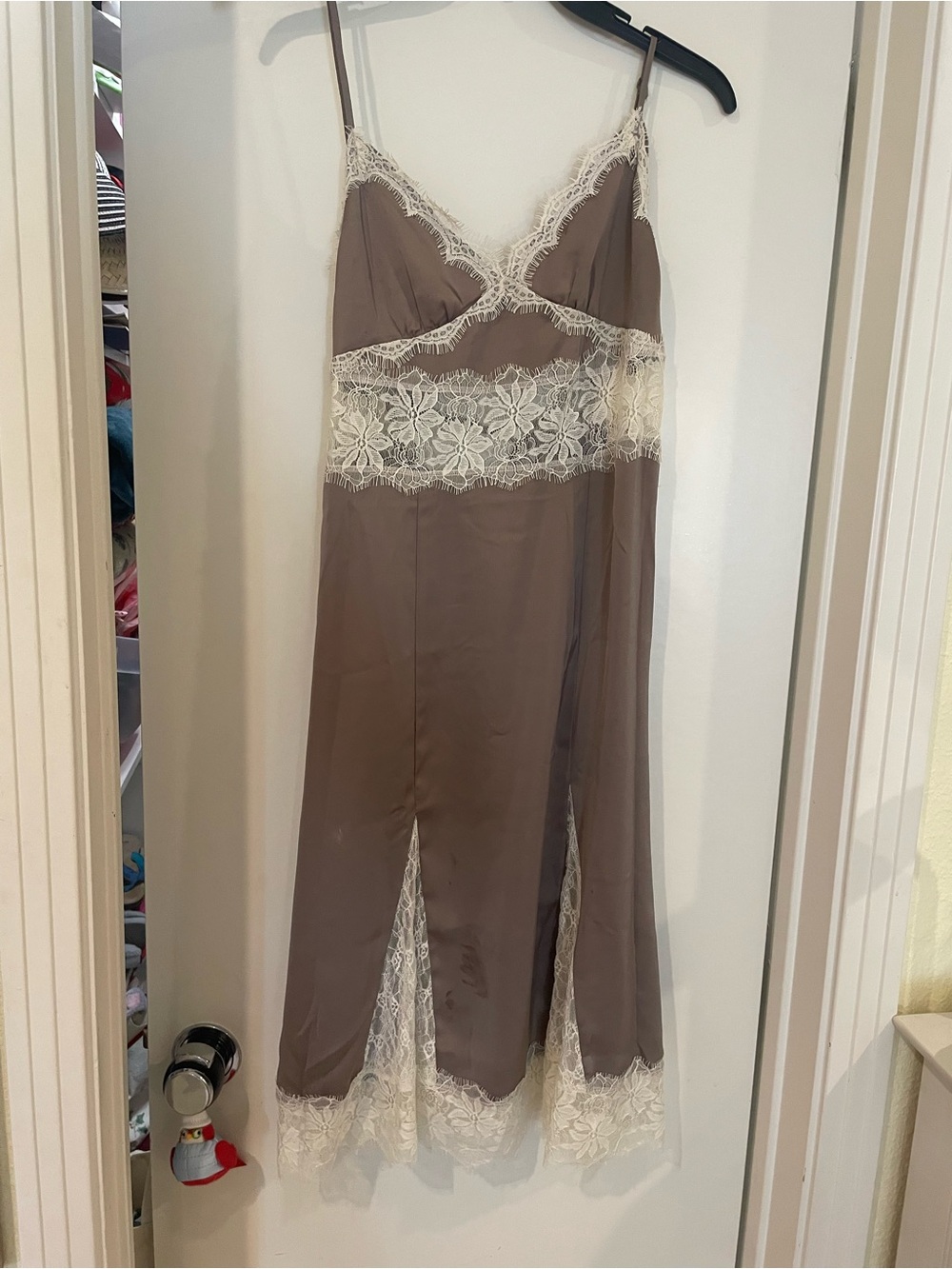 Kimchi Blue Taupe Slip with Ivory Lace Insets